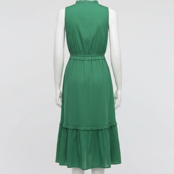 NWT J.Crew Women's Tie-Front Midi Dress Kelly Green Cotton Size 2 Style BY542 - Picture 5 of 15